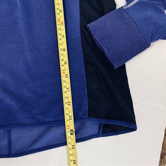 Nike Running Women M Dri-Fit Hooded Half-Zip LS Shirt Pullover Blue Lightweight - Picture 15 of 16